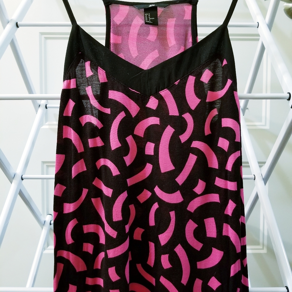 H&M Printed Flowing Tank Hot Pink / Black Medium